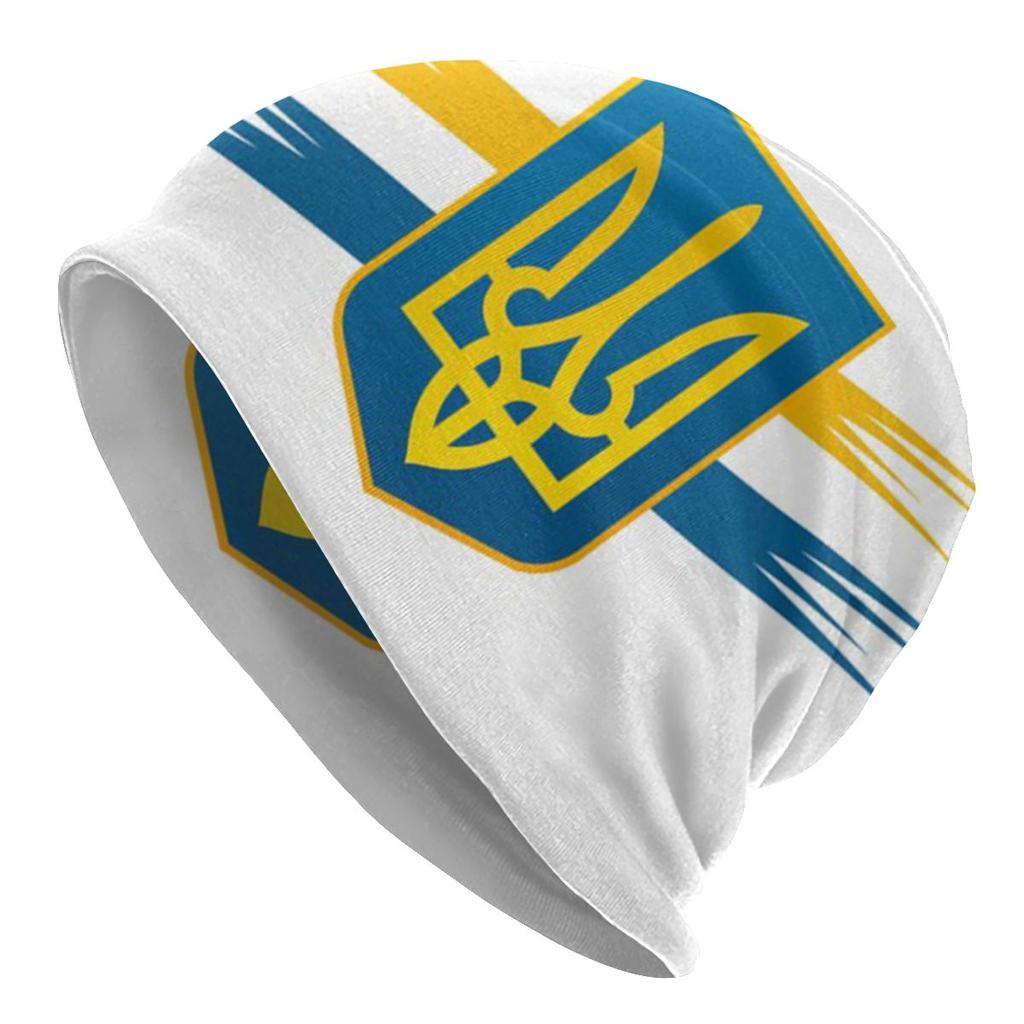 Hippie Security Service Of Ukraine Logo Skullies Beanies Winter Slouchy Beanie Hat Ukrainian Trident Cross Knit Bonnet Cap Ski