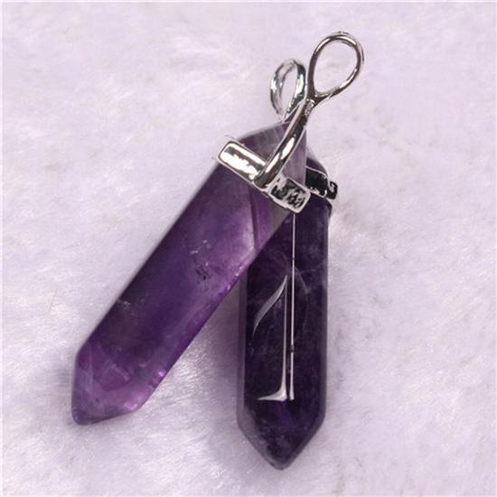 Hexagonal Agate Bullet Quartz Crystal Pendant Necklace