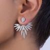 Fashion Shiny Zircon Wing Symmetrical Stud Earrings Exquisite Gold Silver Color Party Jewelry For Women