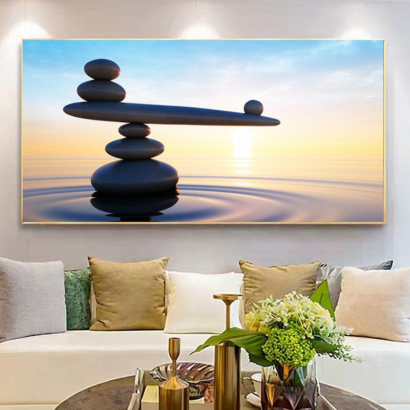 Натуральный пляжный дзен-камень, холст, картина, морской пейзаж, дзен-баланс, фэн-шуй, постеры и принты для декора гостиной Quadro