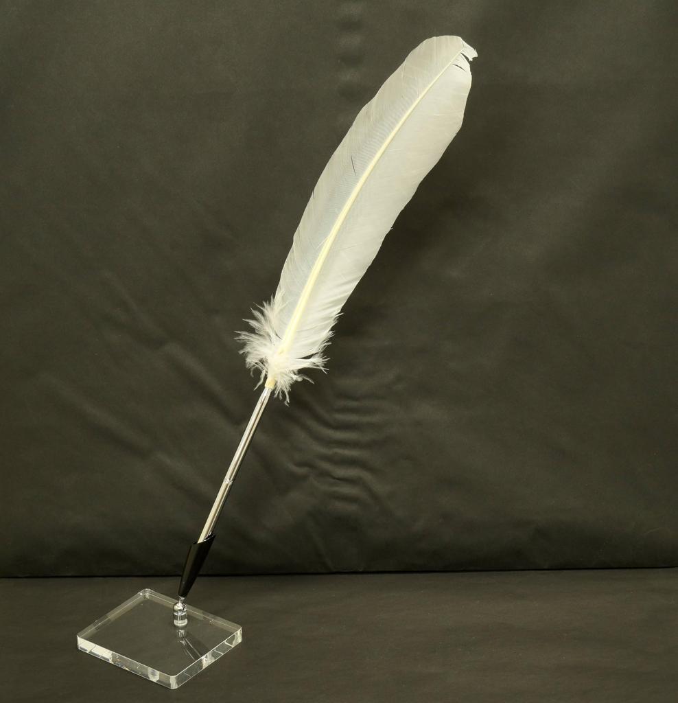 Набор индейка перьевая латунь роторные бункеры ручка прозрачная акриловая подставка с черным держателем для ручки Белое перо 2 набора японской обработки +