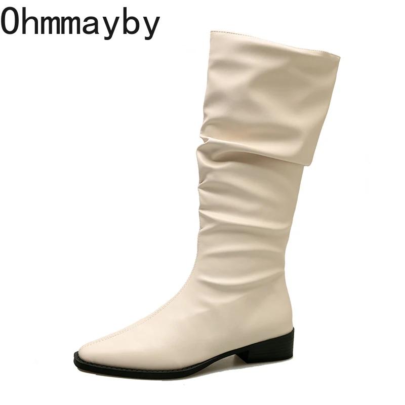 Мода тонкие женские сапоги до колена модные длинные ботильоны с завязками на квадратном каблуке осенне-зимняя обувь