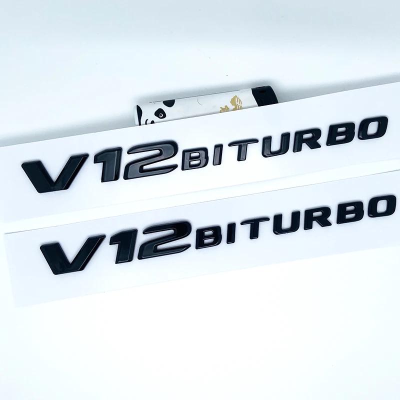 2017 Flat Letters G63 G65 V8 Biturbo V12 Biturbo Emblem for Mercedes Benz W463 Car Side Fender Trunk Nameplate Logo Sticker UO2