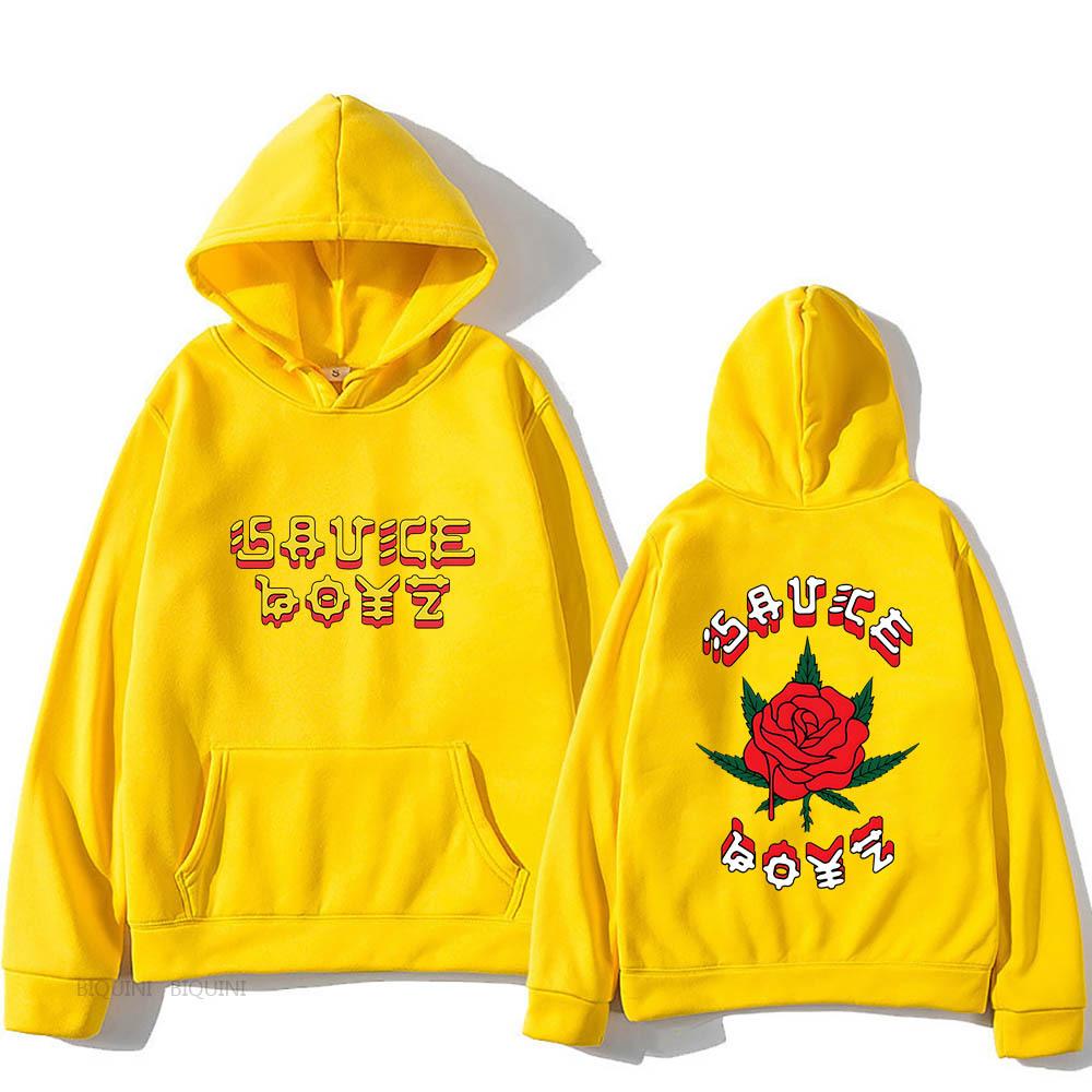 New Rapper Rose Print Trend Hoodie Korean Version Loose Casual Hooded Sweater Men