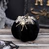 Halloween Pumpkin Ornament Flannel Pumpkin Table Centerpiece Gothic Pumpkin Decoration with Spider for Mantel Dining Table