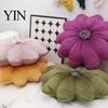 Breathable Velvet Throw Pillow Round Flower Pillow, 16 Inch Decorative Cushion, Soft Small Accent for Chair Stuffed Shape Sofa Couch Bed