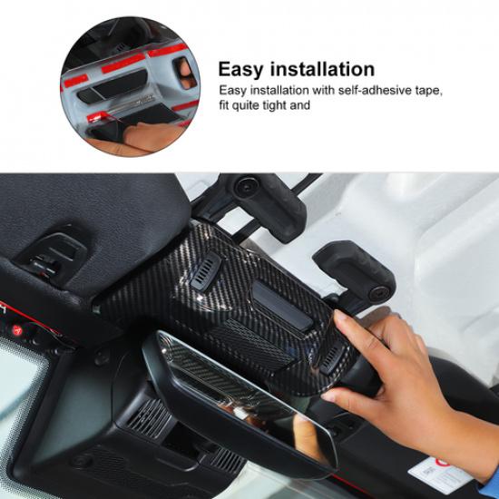 Carbon fiber Over Rearview Mirror Upper Plate Cover Trim for Wrangler JL JT 2024