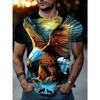 Eagle 3D Graphic Print Novelty Tee - Vibrant Summer Fashion T-Shirt for Men - Trendy, Stylish, Comfortable, Short Sleeve, Crew Neck, Casual
