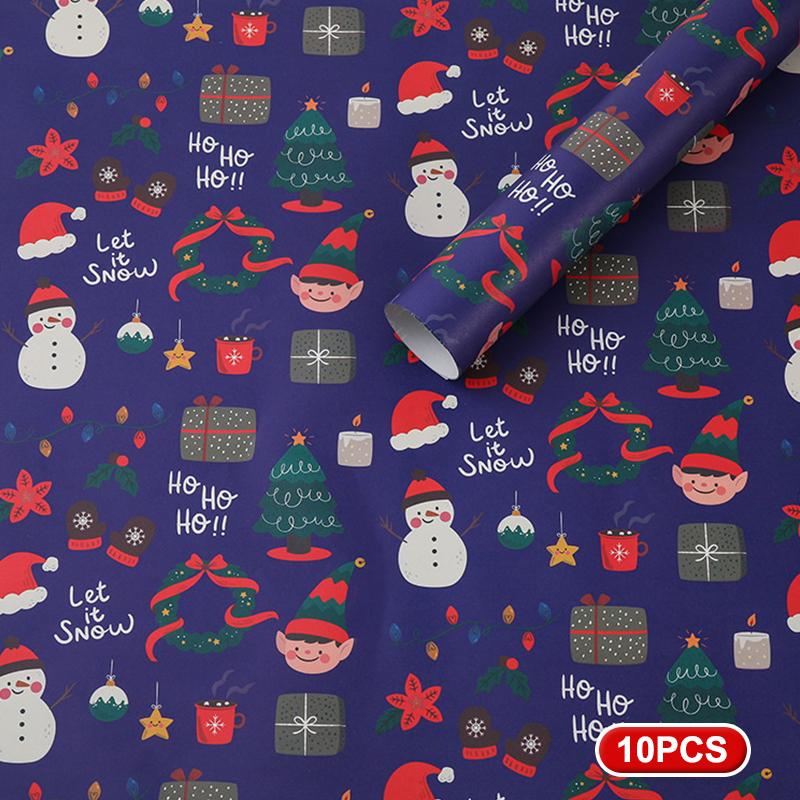10pcsChristmas Gift Wrapping Paper Multi-purpose Portability Gift Packaging Papers Party Wedding Gift Wrapping Decoration Papers