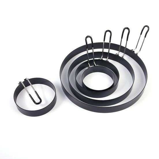 Egg Rings with Silicone Handle Stainless Steel Omelette Round Mold Premium Ring for Frying Eggs Burgers Pancakes Breakfast Cooking Shaper