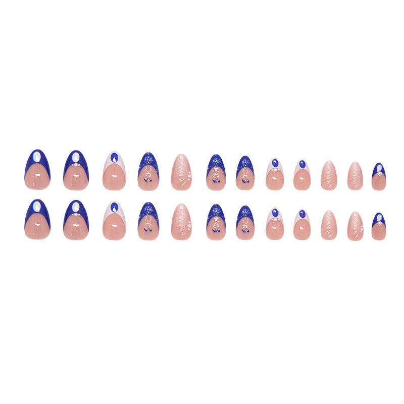 Three-dimensional dark blue French pearl flower pearlescent gradual change temperament ins wind removable wearable armor 24 pieces