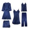 Deep Eyes Pajama Loungewear Perfect for and Featuring a Relaxed Nightgown Size Women's 5-Piece Set, Spring, Summer, Fall, Winter, Sexy, (Navy, Medium)
