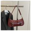 Vintage Pu Leather Shoulder Bag Y2k Zipper Handbag Chic Women's Armpit Bag  Hobo Bag