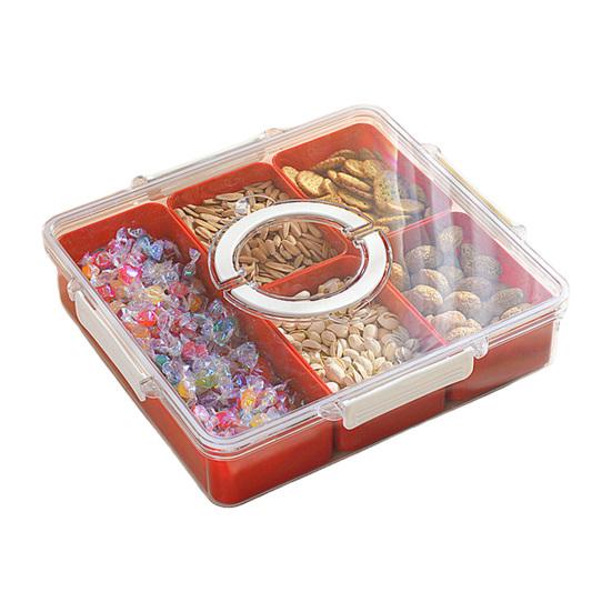 Контейнер для сухофруктов с 6 лотками и ручкой для крышки Портативный разделенный органайзер для закусок, отсеки для закусок, прозрачный поднос для закусок