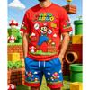 Мужской Набор из 2 предметов Super Mario Bros Футболка с Мультяшным Принтом + Шорты Летний Повседневный Уличный Стиль Спортивная Одежда Детский Набор Футболка + Штаны