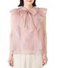 Washable Shiny Bowtie Frill Front and Pink [BIS] Women's Blouse, 2-Way Back, (63)