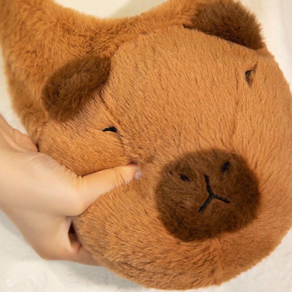 Cute Warm Capybara Slippers Soft Animal Winter Fluffy Kapibara Slides Home Slippers Thick Sole Capybara Plush Slippers Indoor