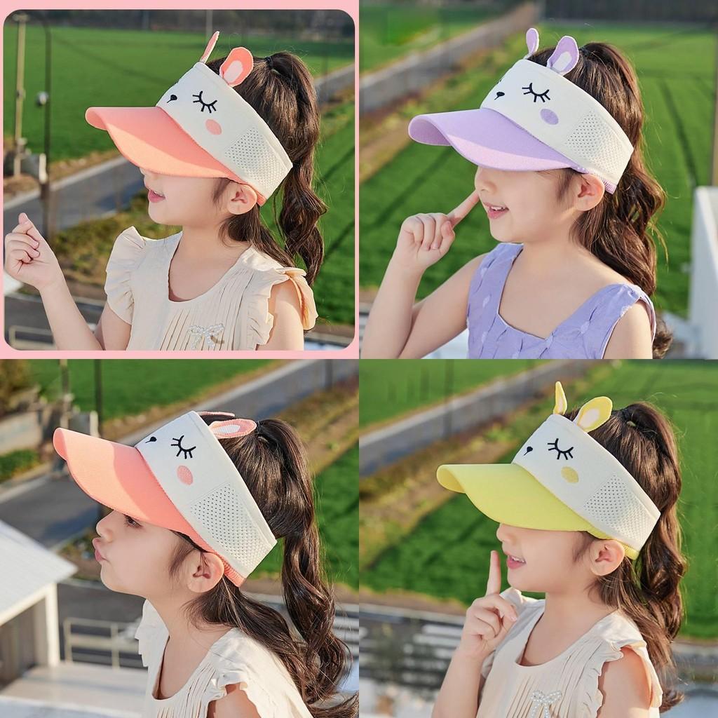 Kids Cartoon Bunny Summer Sun Hat With Breathable Polyester For Outdoor Play