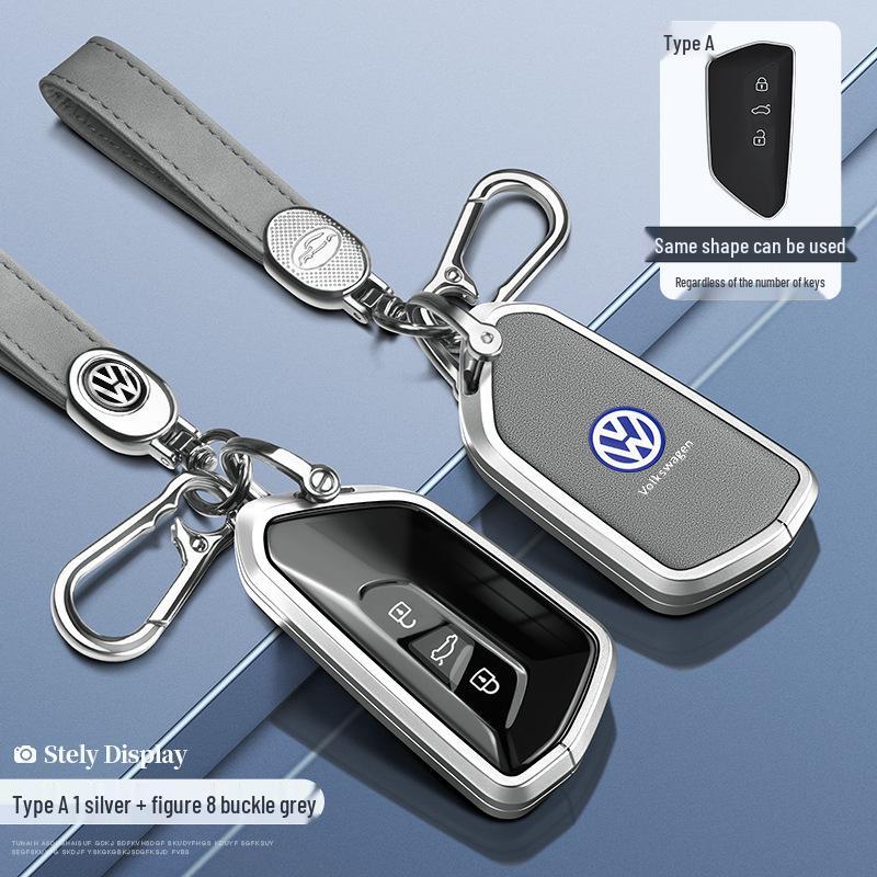 Складной ключ-брелок Volkswagen стиль B с кнопкой запуска для Tayron, Tuyue, Teramont X, Tiguan X - Полное покрытие, Невыдвижной