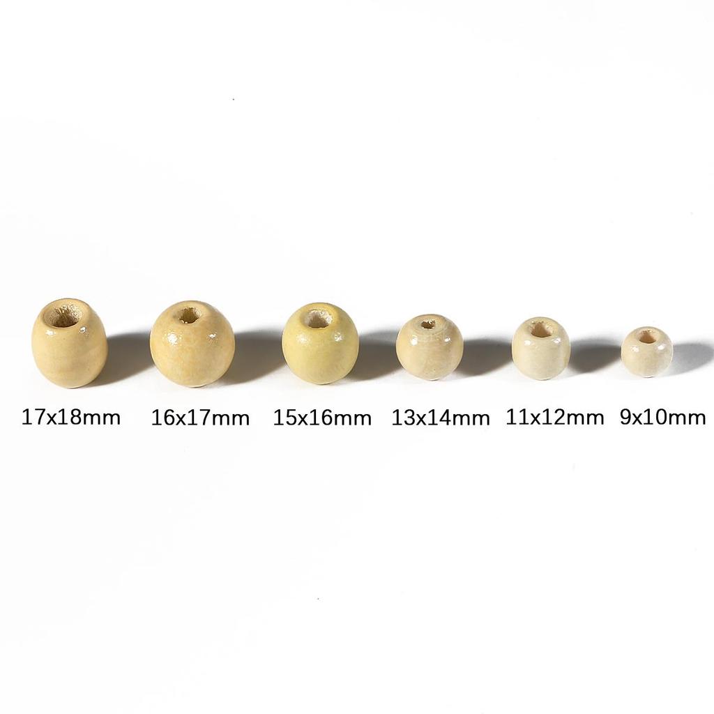 50 шт., натуральные круглые деревянные бусины кофейного цвета с большими отверстиями для самостоятельного изготовления ювелирных изделий, аксессуары