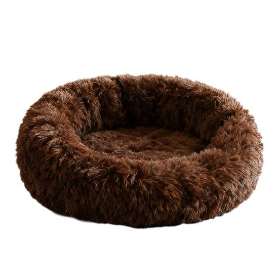 Round Pet Nest Bed Fuzzy Cat Bed Calming Donut Bed with Non-Slip Bottom Washable Fluffy Dog Bed for Small Medium Dogs And Cats