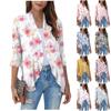 Women'S Casual Daily Cropped Sleeve Top Sleeve V Neck Fashion Printed Shirt Top Soft Drape Ruffle Cardigan
