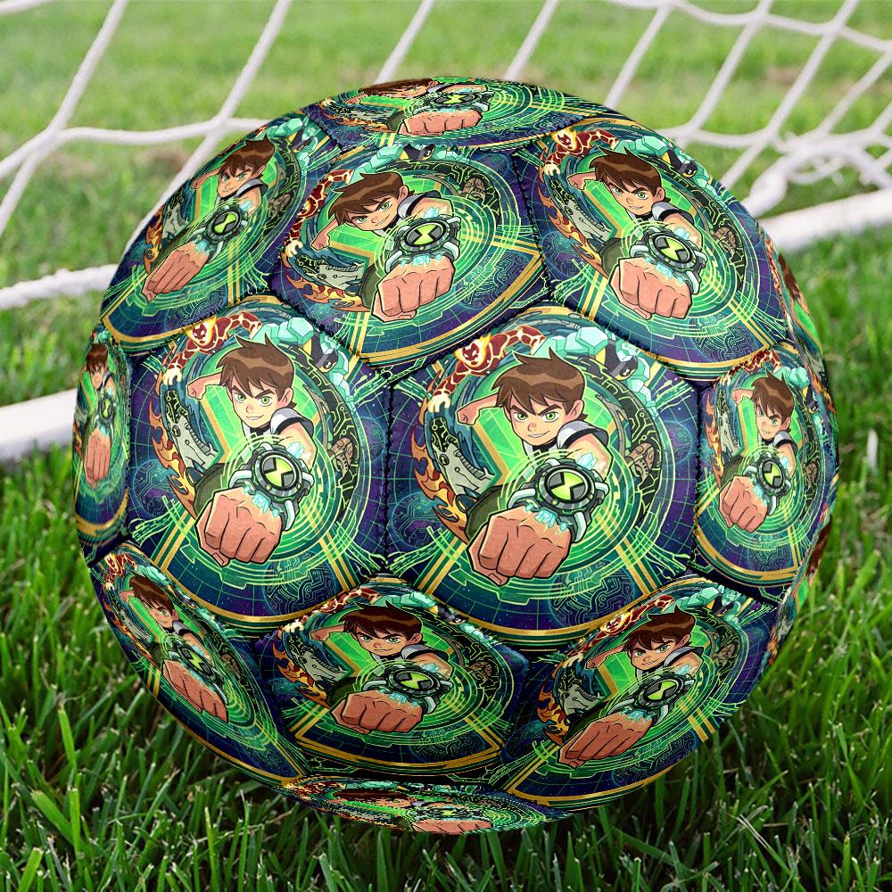 Ben 10 Cartoon Print Size 5 Soccer Ball, Standard Match Football for Sports Game and Team Practice, Ideal Gift for Soccer Fans