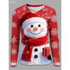 Women's Christmas Snowman Long Sleeve, Festive Snowflake Print Tops, Holiday Party Wear, Winter Seasonal Style