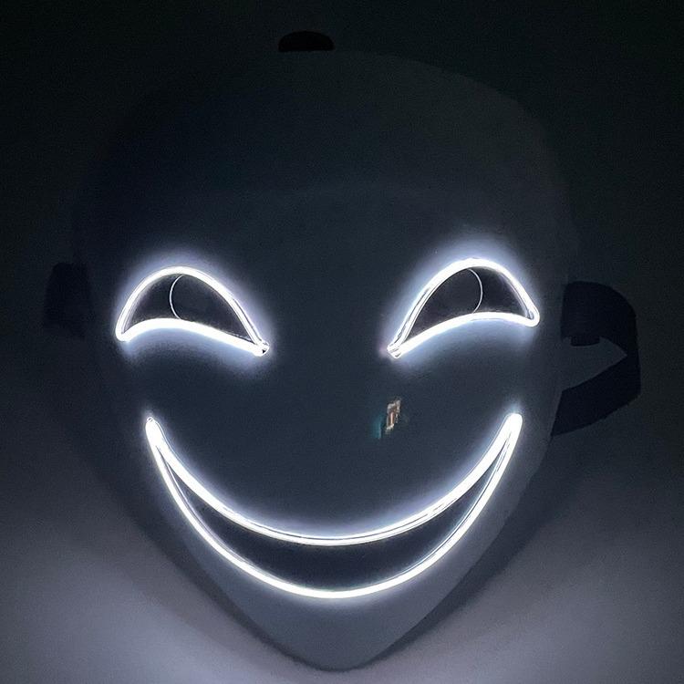 Светодиодная светящаяся черная пуля-улыбка призрачный клоун полнолицевая маска на Хэллоуин