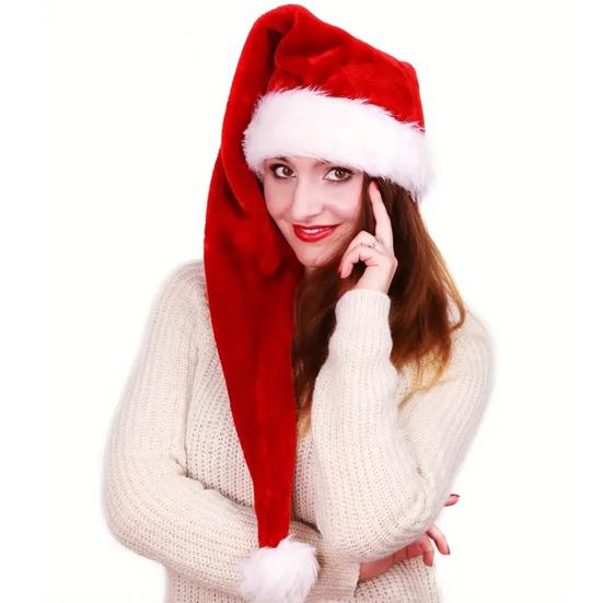 Santa Hat Long Xmas Velvet Santa Hat Winter Warm Costume Christmas Party Supplies for Cosplay Parties Stage Performance