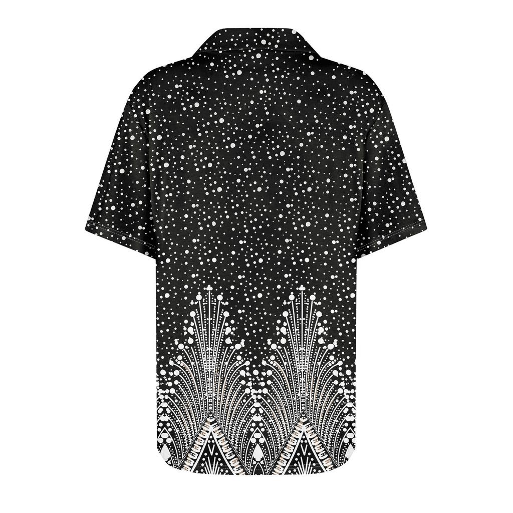 Womens Short Sleeve T Shirts Pleated V Neck Printing Tee Collared Summer Tops Fashion Business Casual Work