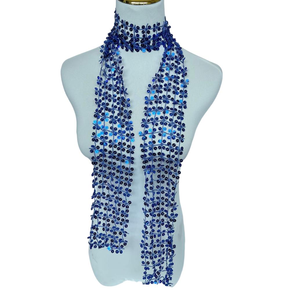 Shiny Belly Dancing Scarf Flower Shape Sparkling Hair Accessory Neck Wrap Sequin Scarf Women