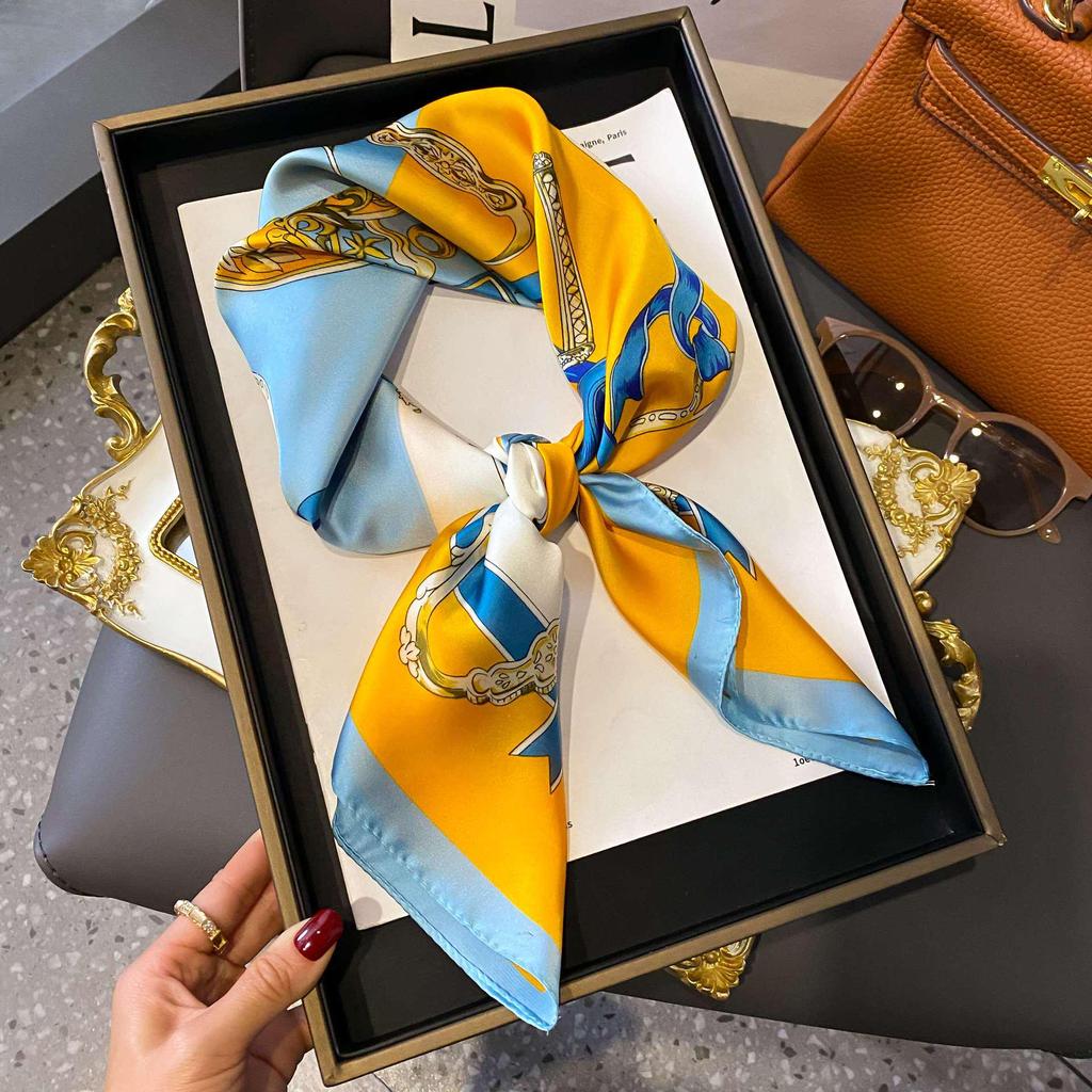 70cm Korean-Style Silk Square Scarf: Fashionable, Versatile Neck Protection and Decorative Accessory