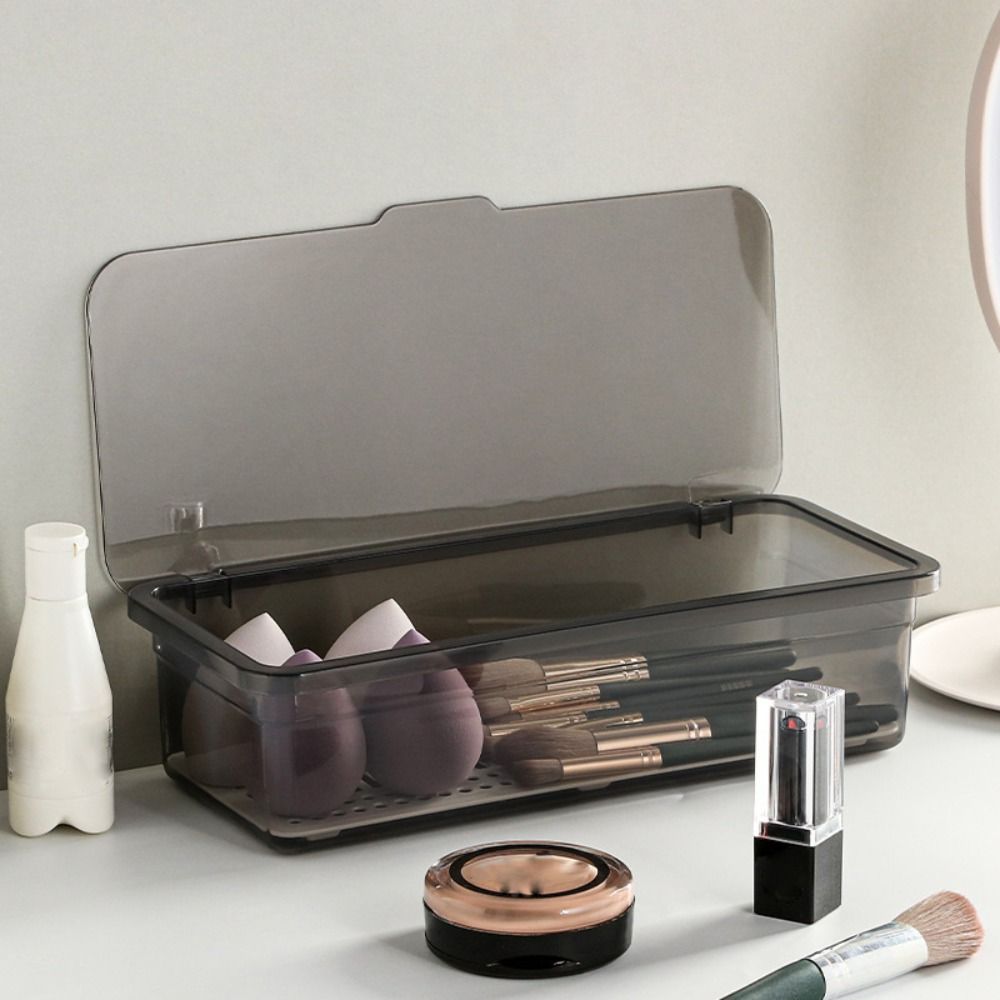 Makeup Brush Holder With Cover Desktop Organizer Cosmetics Storage Storage Box Stationery Container