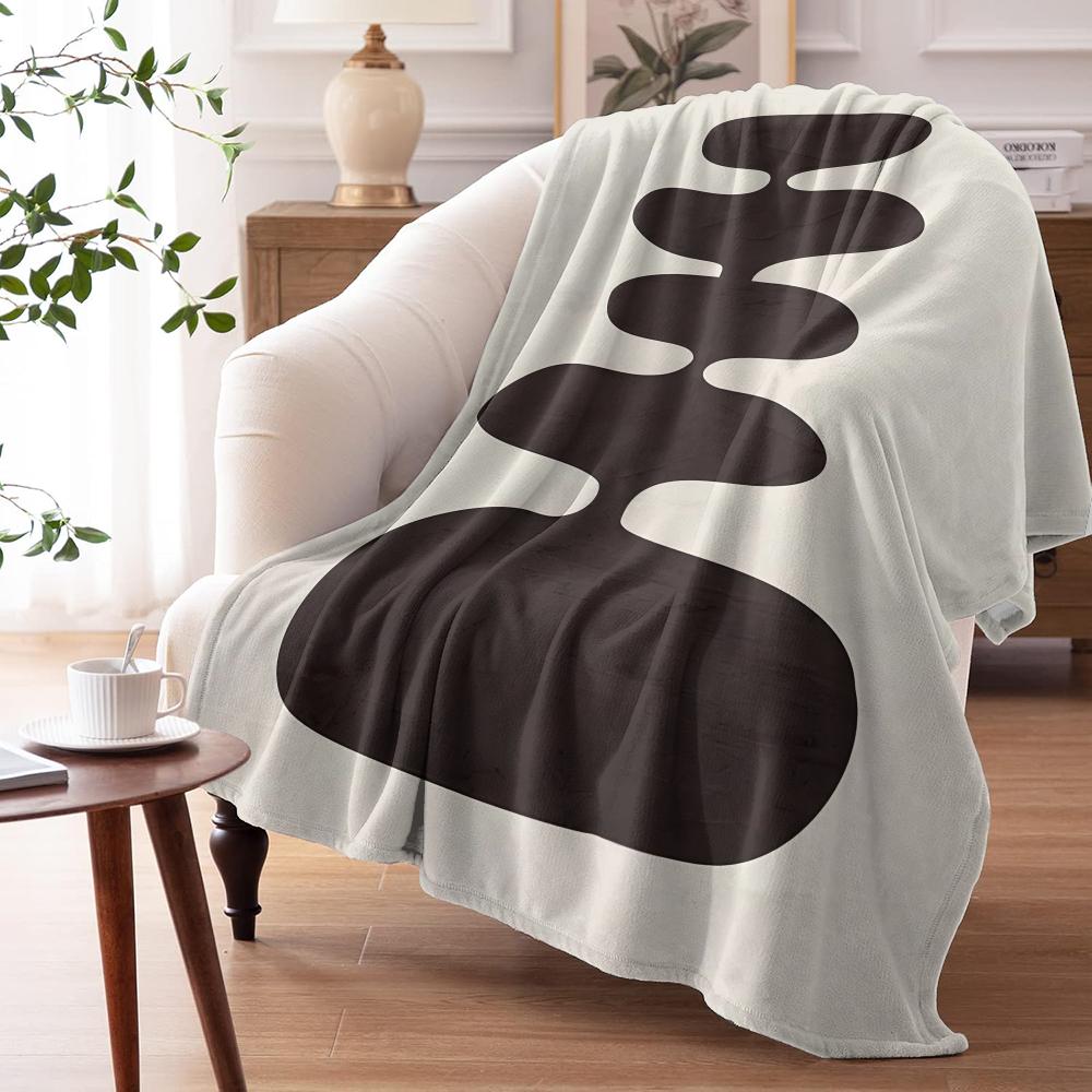 Black Abstract Plant Throw Soft Flannel AC Blanket Lightweight Summer Nap Throw Cozy Blanket for Sofa Bed Travel Home