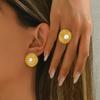 Женские серьги-гвоздики Boho Gold All Match Pearl Roundel