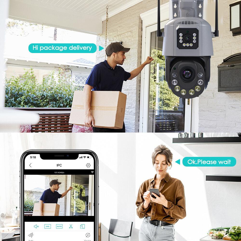 AIOOK ICSEE камера HD 8MP 4K WIFI 50X ZOOM IP CCTV наружная IP66 водонепроницаемая ночное видение двусторонняя связь мобильное отслеживание PTZ камера поддержка Onvif