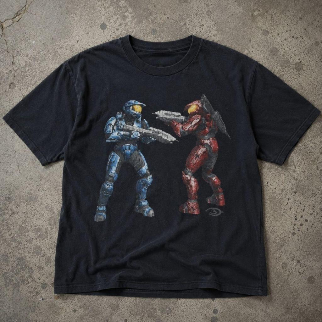 Halo 3 Red vs Blue Spartan Graphic T-Shirt Gaming Video Game Unisex