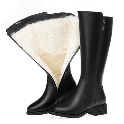 Мода AIYUQI Женские Зимние Ботинки Большого Размера Зимние Натуральная Шерсть Теплые Натуральная Кожа Женские Римские Ботинки Высокие Рыцарские Ботинки Женские