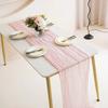 Elegant Bohemian Ruffled Table Runner Wedding Birthday Party Decor - Cotton Blend 90x180cm