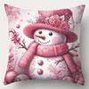 1 шт. Розовая рождественская наволочка Милый снеговик Санта-Клаус Прочная наволочка 2025 Новинка для украшения дома Рождество Новый год