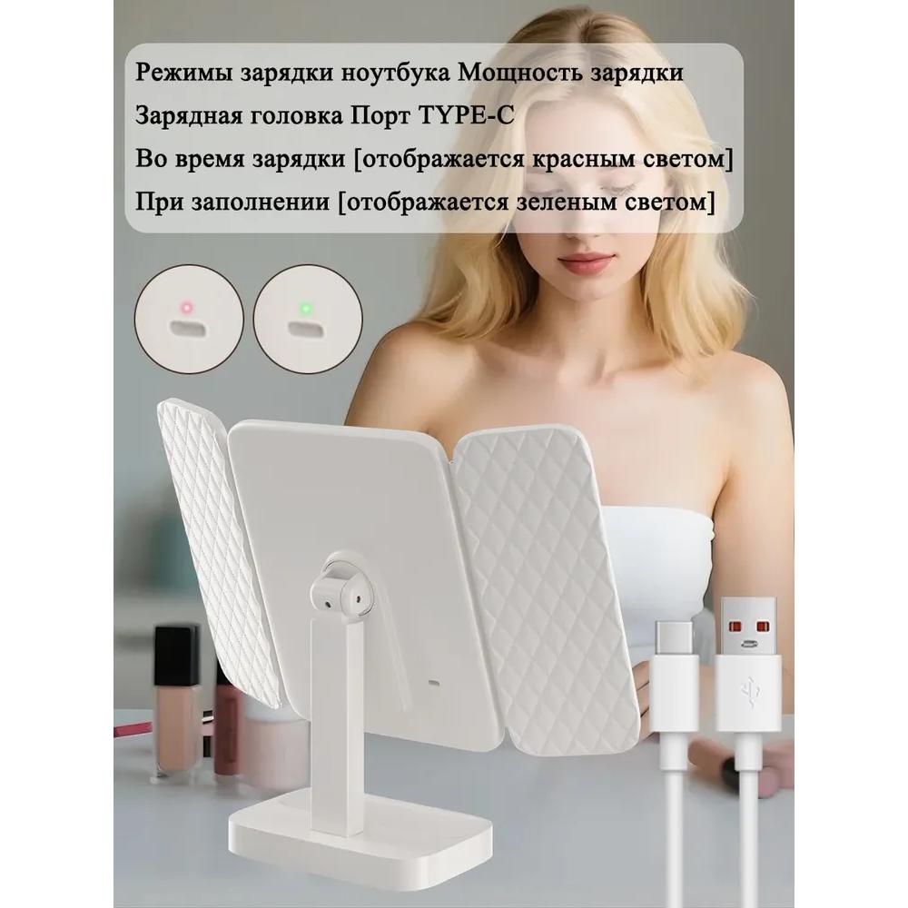 Xiaomi Трехслойный отражатель для светодиодной подсветки макияжа, увеличение 2X/3X, 2000 мАч, HD-стекло.