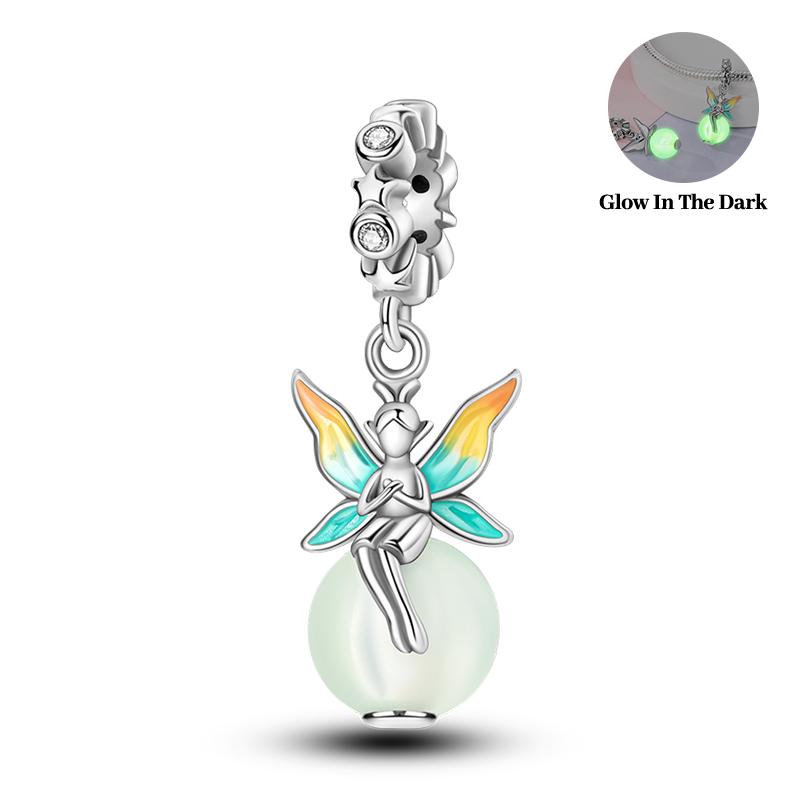 925 Silver Gem Butterfly Dragonfly Flowers Charms Pendant Fit Pandach 925 Bracelets DIY Little Fresh Jewelry