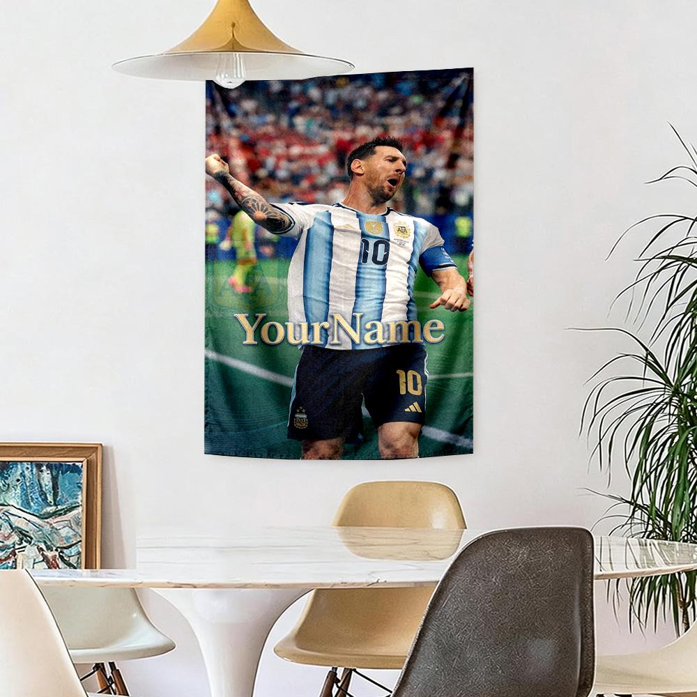 Messi Custom Your Name Wall Decor Tapestry Art For Pet Memorial Birthdaywedding Party Backdrop Family Gift