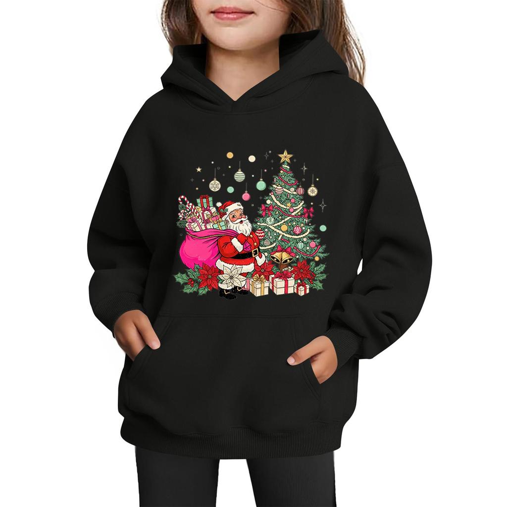 Sweatshirts For Teen Girls Hoodies Long Sleeve Drawstring Pullover Cute Printed Oversized Hoodie Christmas