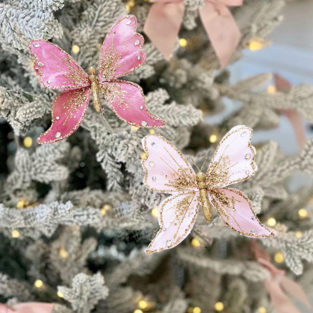 Handmade Christmas Butterfly Pendant With Clip Christmas Tree Pendant Party Supplies
