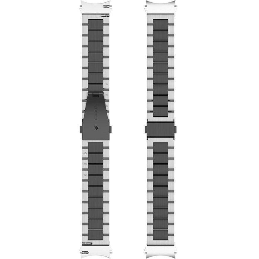 Strap Bracelet for Samsung Galaxy Watch 4/5/6 40/42/43/44/45/46/47mm, Black / Silver