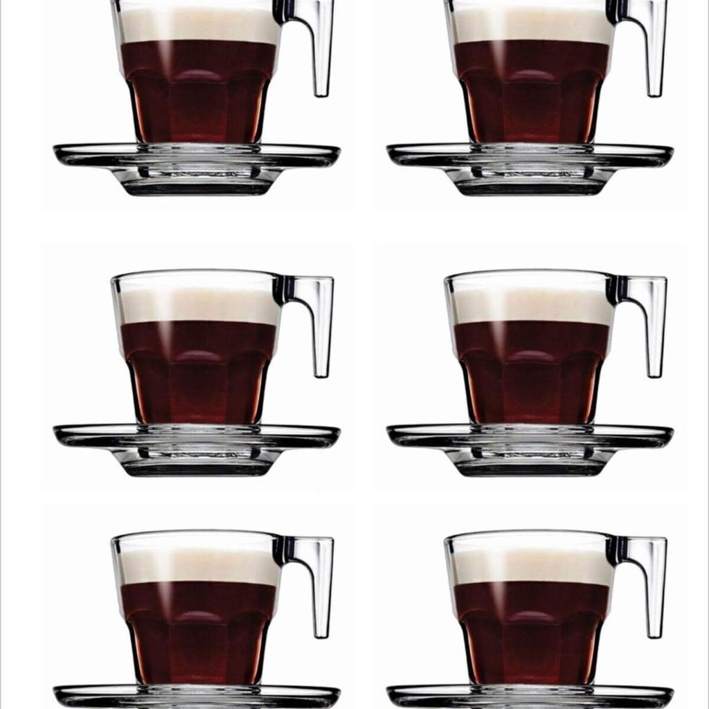 Набор из 6 маленьких стеклянных чашек для эспрессо. Набор из 12 чашек для эспрессо, 70 куб.см.