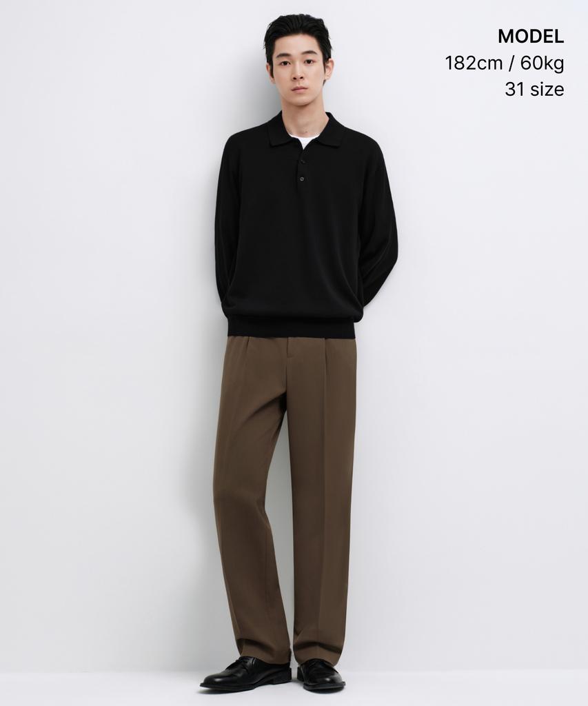 MUSINSA STANDARD Wide Hidden Banding Slacks [Brown]