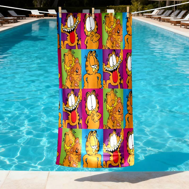 Garfield Print Beach Towel Design, Soft, Lightweight. for Home Bathroom, Spa, Pool, Yoga, Surfing, Camping, Gift for Family, Friend